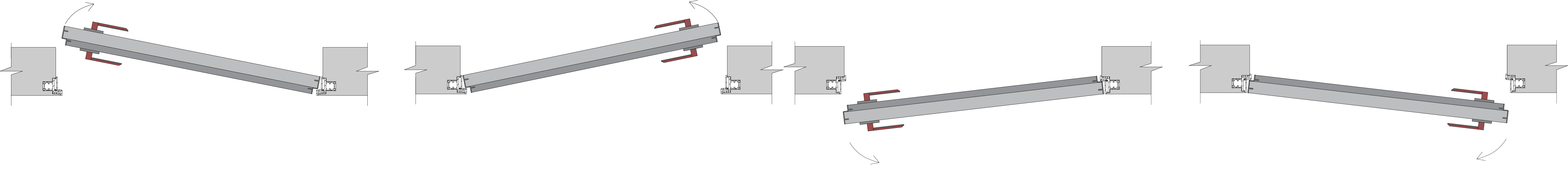 Concealed door with dual-action opening – inward/outward, left/right.