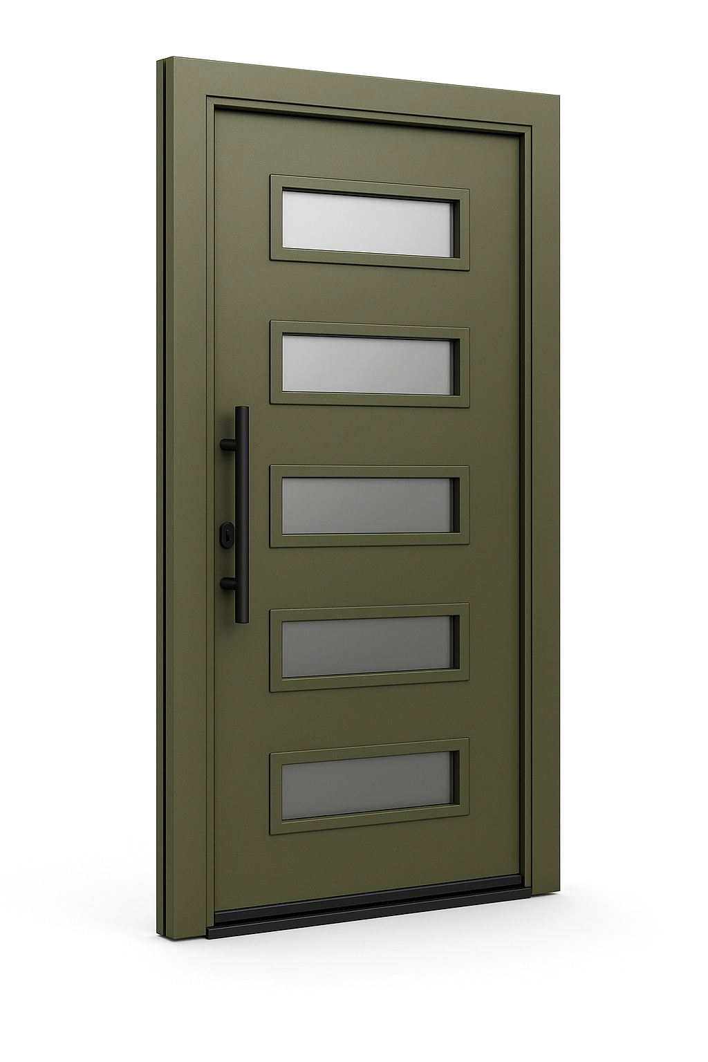 Modern panel door with horizontal glazing inserts in black finish